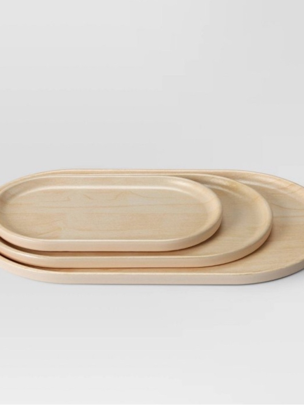 Room Essentials Natural Wood Oval Nesting Trays - Beige